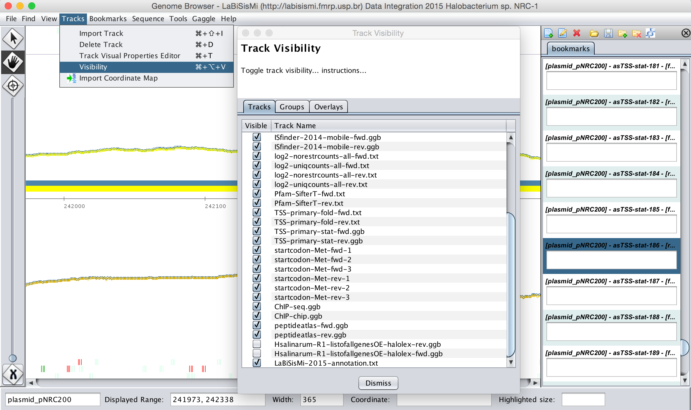 Showing/Hiding available tracks